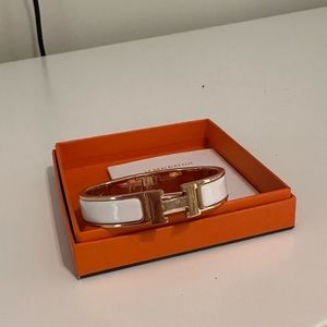 Hermes Gold and White Enamel Bracelet